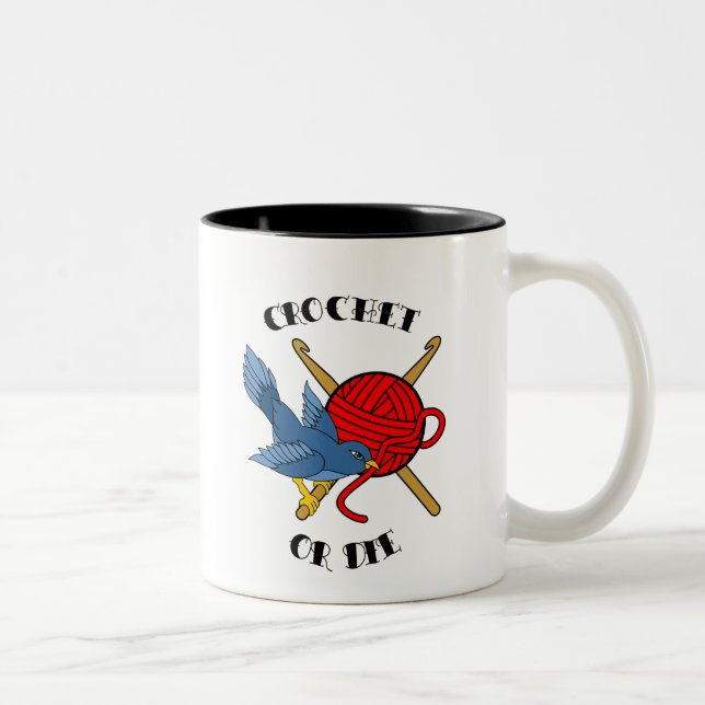Caneca De Café Em Dois Tons Crochet ou morra tatuagem (Direita)