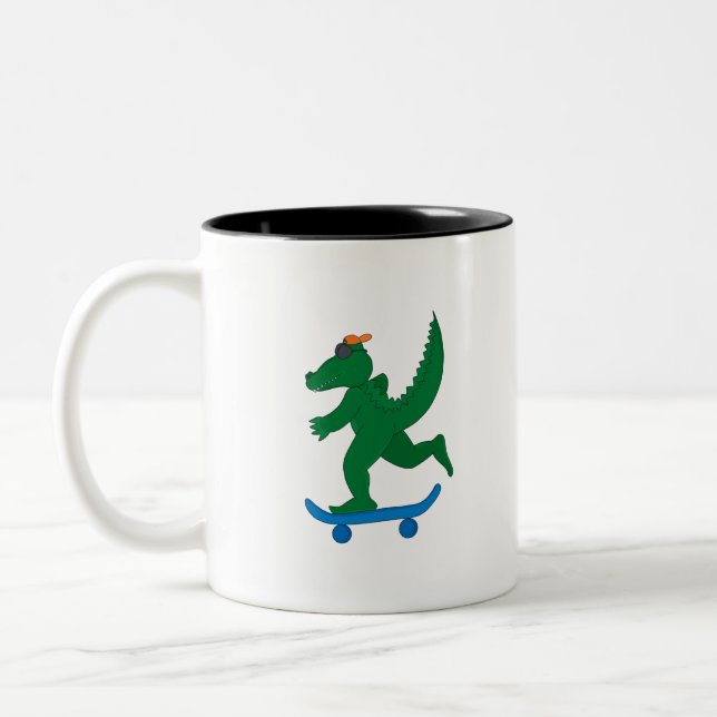 Caneca De Café Em Dois Tons Crocodilo de skater (Esquerda)