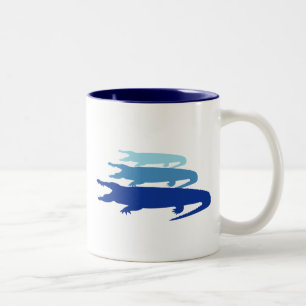 Caneca De Café Em Dois Tons Crocodilo Vinculado para Cima (Azul)