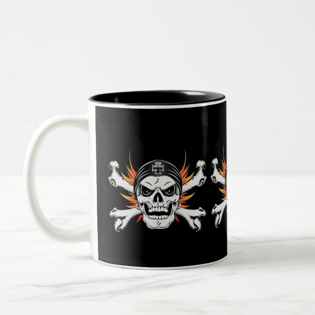 Caneca De Café Em Dois Tons Crossbones crânios com Asas Piscantes (Esquerda)