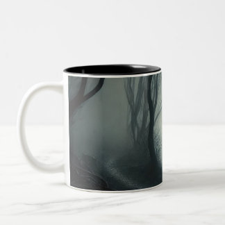 Caneca De Café Em Dois Tons Crossroads in the Fog - Gloomy Forest Art Print