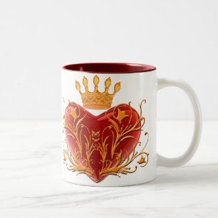 Caneca De Café Em Dois Tons Crown Filigree Heart Mug