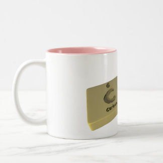 Caneca De Café Em Dois Tons Cru como o carbono de C e o ruténio do Ru