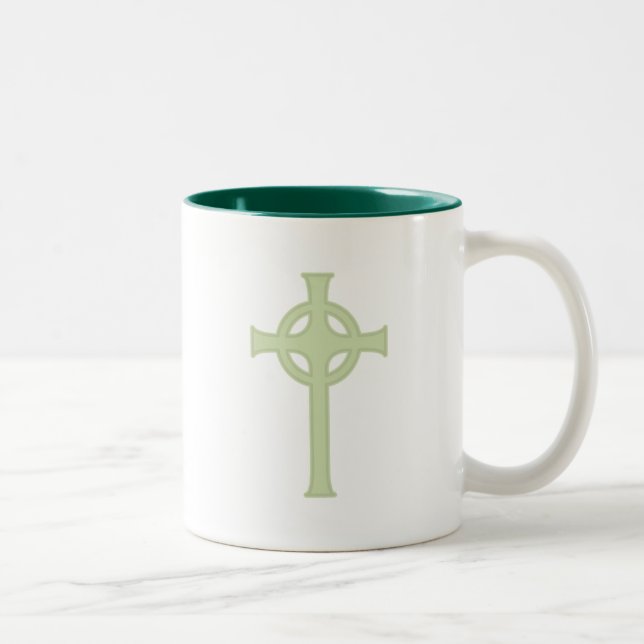 Caneca De Café Em Dois Tons Cruz celta verde (Direita)
