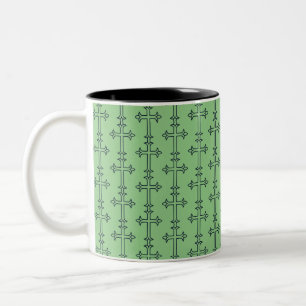 Caneca De Café Em Dois Tons Cruz Cristã Clássica Arte Minimalista Fina