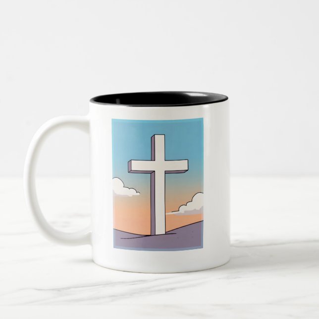 Caneca De Café Em Dois Tons Cruz Cristã Inspiradora (Esquerda)