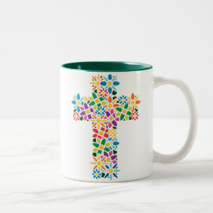 Caneca De Café Em Dois Tons Cruz da flor