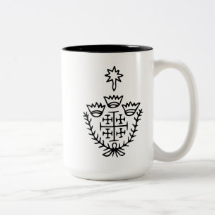 Caneca De Café Em Dois Tons Cruz de Jerusalém selo de tatuagem de peregrinação