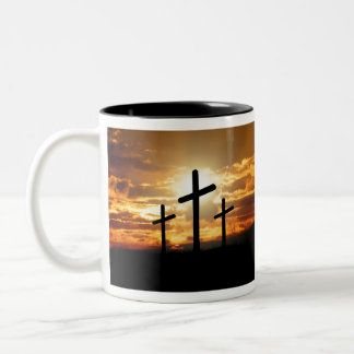 Caneca De Café Em Dois Tons Cruz do por do sol
