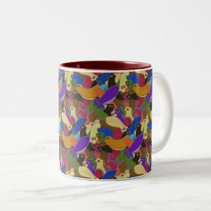 Caneca De Café Em Dois Tons Cruz louca sem-fins Eyed do Planarian por todo o