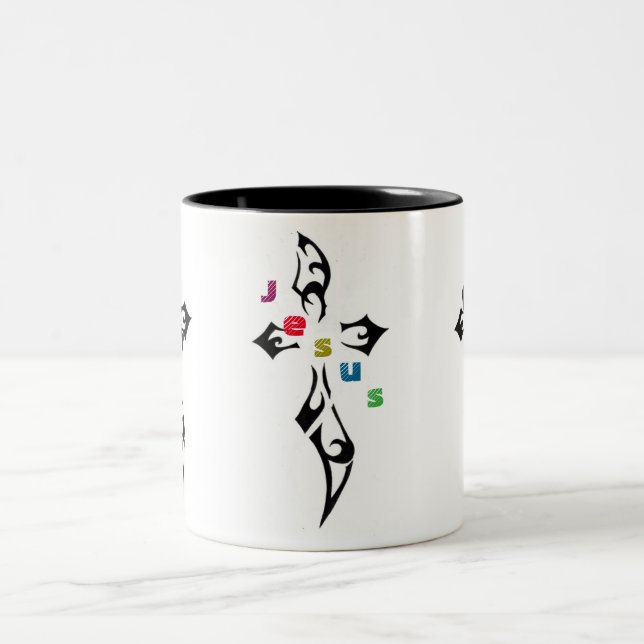 Caneca De Café Em Dois Tons Cruz religiosa (Centro)