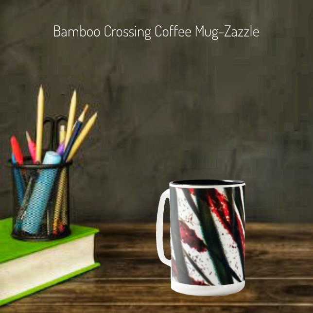 Caneca De Café Em Dois Tons Cruzamento de Bambu (Criador carregado)