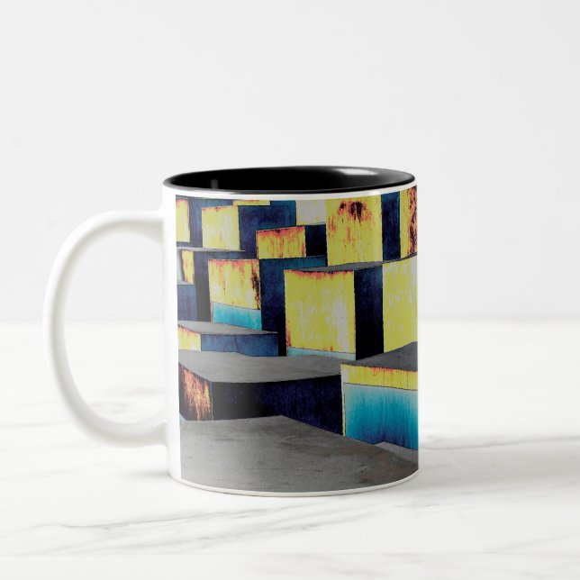 Caneca De Café Em Dois Tons Cubos coloridos (Esquerda)