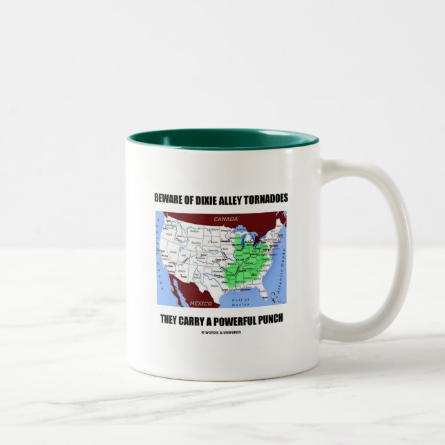 Caneca De Café Em Dois Tons Cuidado Com Tornados De Beco Dixie Poderosos (Direita)