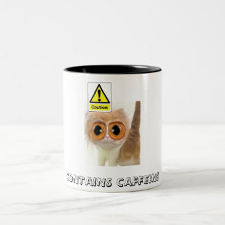 Caneca De Café Em Dois Tons Cuidado: Contem a cafeína