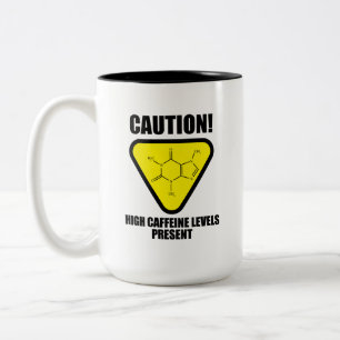 Caneca De Café Em Dois Tons Cuidado! Níveis Elevados De Cafeína Apresentam Cof