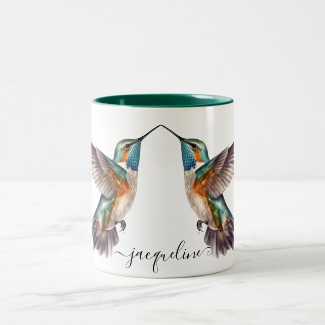 Caneca De Café Em Dois Tons Cuja Cana-de-Água Engraçada Hummingbird Personaliz (Centro)