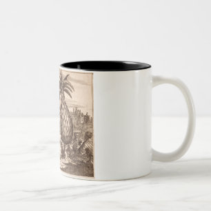 Caneca De Café Em Dois Tons Cultivando grandes abacaxis, ilustração de um de