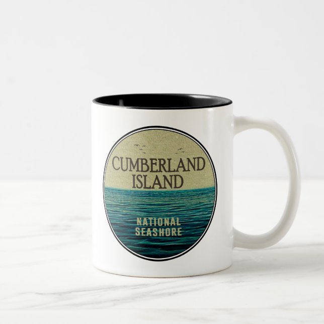 Caneca De Café Em Dois Tons Cumberland Island National Seashore Ocean Birds (Direita)