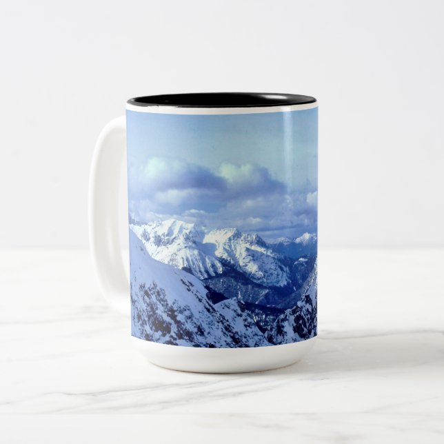 Caneca De Café Em Dois Tons Cumes austríacos no inverno (Frente Esquerda)
