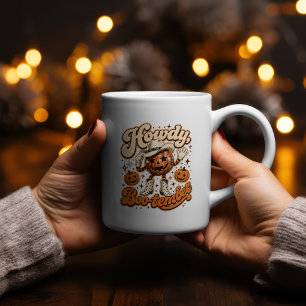 Caneca De Café Em Dois Tons Cumprimentos Boo-tember Ocidental Design de Hallow