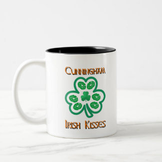 Caneca De Café Em Dois Tons Cunningham Irish Kisses Clover Shamrocks Lábios