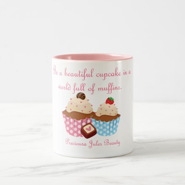 Caneca De Café Em Dois Tons Cupcake Bonito (Centro)