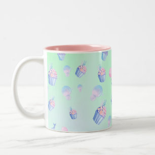 Caneca De Café Em Dois Tons cupcake bonito, doce Festa de aniversário de serei