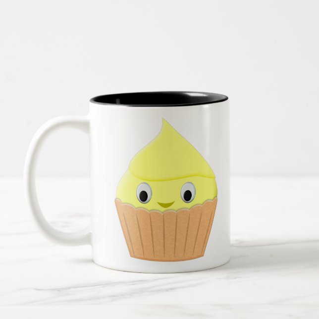 Caneca De Café Em Dois Tons Cupcake de limão de cartoon (Esquerda)