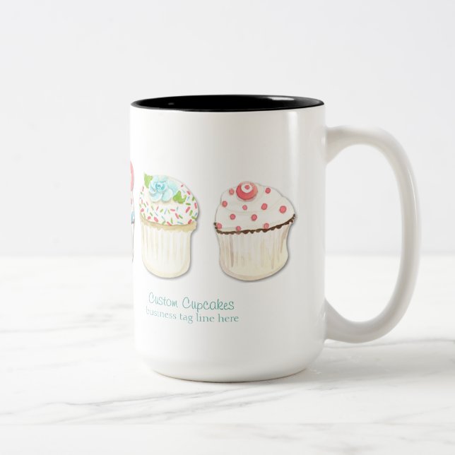 Caneca De Café Em Dois Tons Cupcake Dessert Baking - Identidade Comercial (Direita)