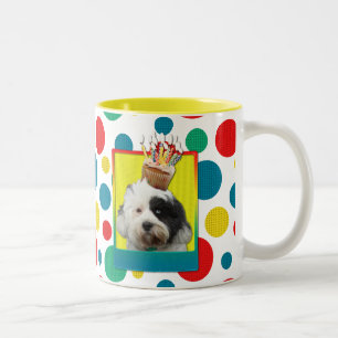Caneca De Café Em Dois Tons Cupcake do aniversário - Terrier tibetano