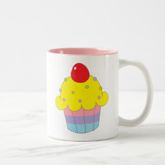 Caneca De Café Em Dois Tons Cupcake do arco-íris