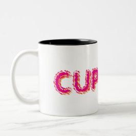 Caneca De Café Em Dois Tons Cupcake Personalizado Texto Rosa