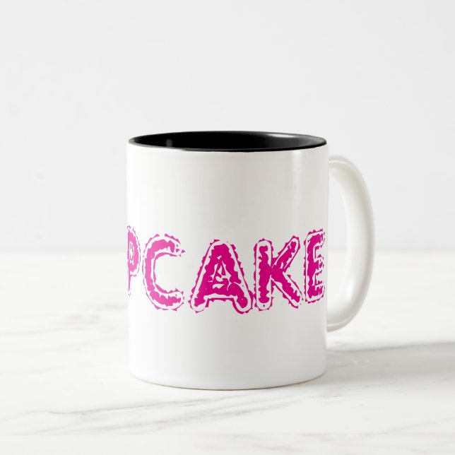 Caneca De Café Em Dois Tons Cupcake Personalizado Texto Rosa (Frente Esquerda)