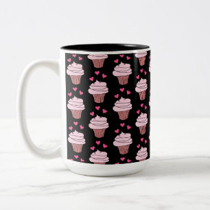 Caneca De Café Em Dois Tons Cupcakes Cachorros Pretos E Rosa