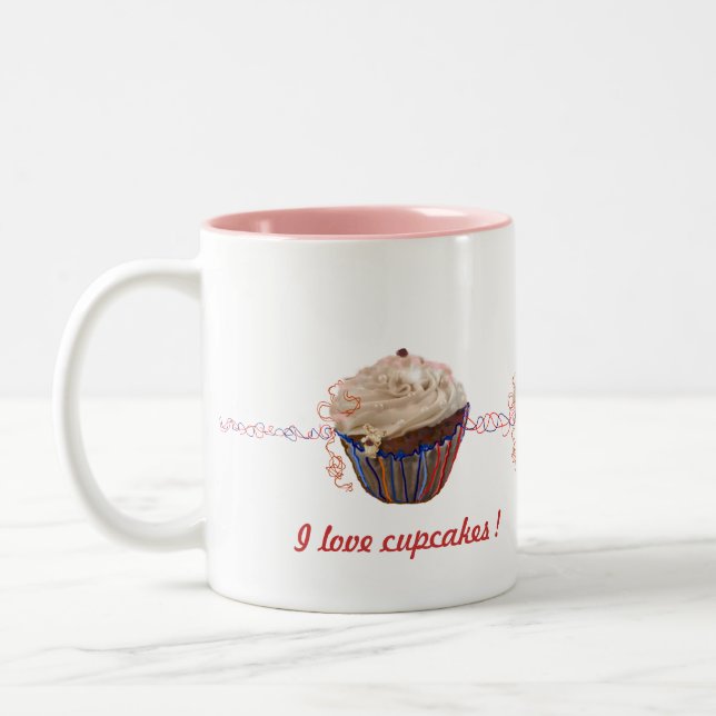 Caneca De Café Em Dois Tons Cupcakes Mug - personalizar (Esquerda)