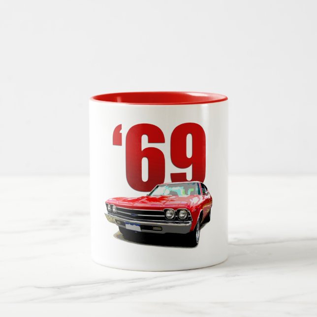 Caneca De Café Em Dois Tons Cupé 1969 de Chevelle do vermelho (Centro)