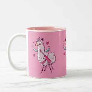 Caneca De Café Em Dois Tons Cupid Llama para Dia de os namorados