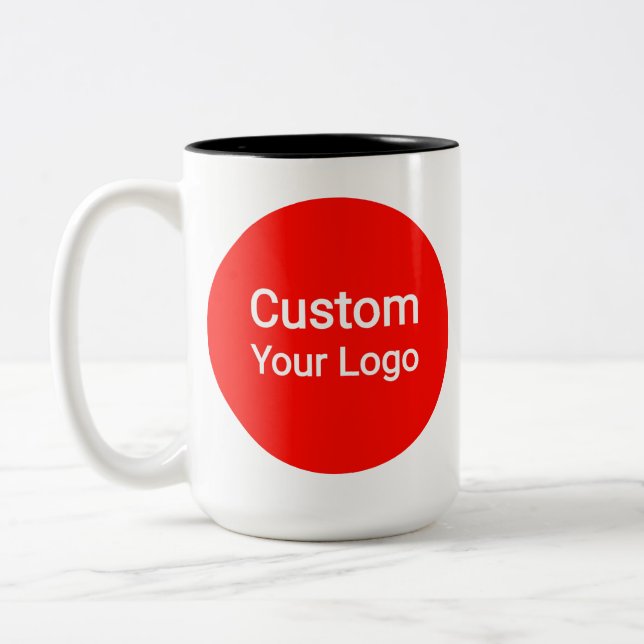 Caneca De Café Em Dois Tons Custom Photo & Logo  | Personalized (Esquerda)