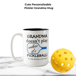Caneca De Café Em Dois Tons Custom Pickleball Grandma Funny Modern Typography