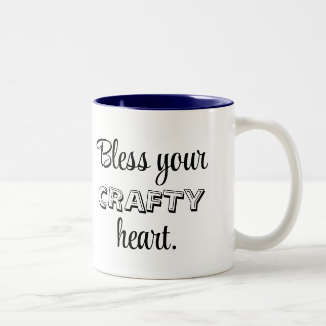 Caneca De Café Em Dois Tons Custom Text, Bless Your Crafty Heart (Direita)