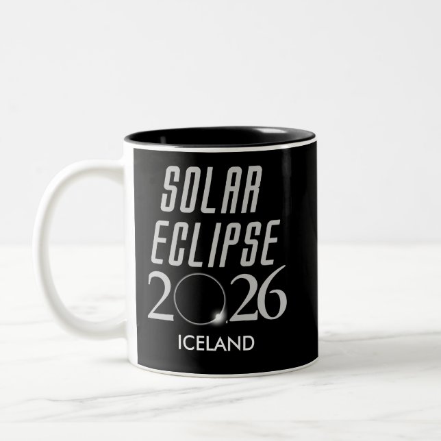 Caneca De Café Em Dois Tons Customizable Solar Eclipse 2026 Mug (Esquerda)
