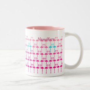 Caneca De Café Em Dois Tons Customizável: Flamingo cor-de-rosa