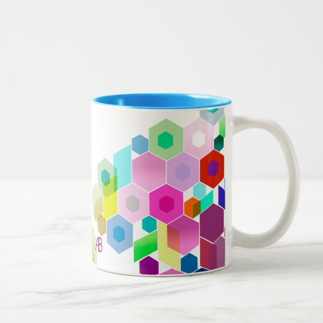 Caneca De Café Em Dois Tons Customizável: Sextavado (Direita)