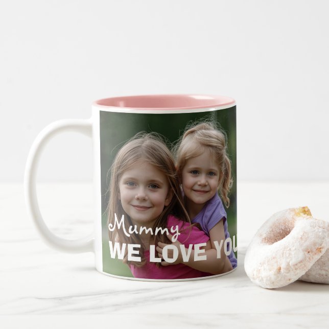 Caneca De Café Em Dois Tons Customized with 2 and text (Com Donut)