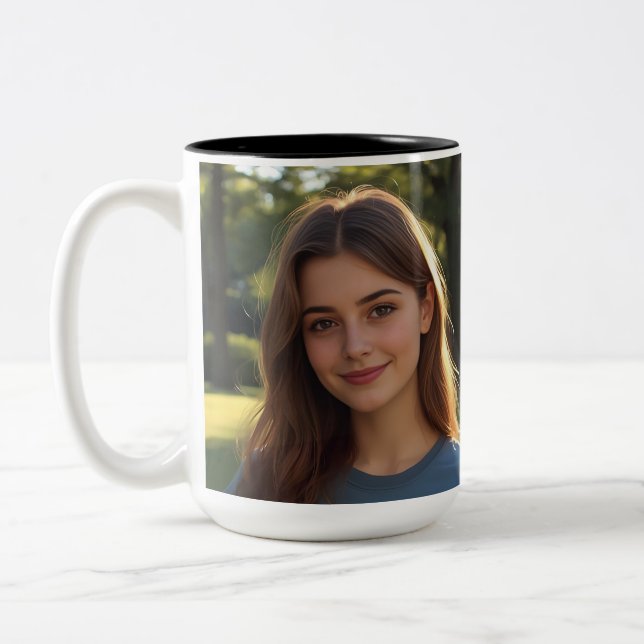 Caneca De Café Em Dois Tons Customized with two photos (Esquerda)
