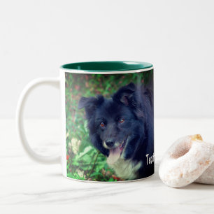 Caneca De Café Em Dois Tons Cuta de Sorriso de Collie de Borda Personalizada