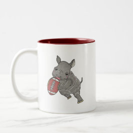 Caneca De Café Em Dois Tons Cute Baby Rhino American Football Name Mug