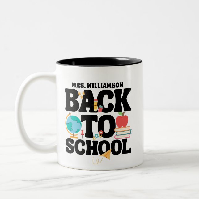 Caneca De Café Em Dois Tons Cute Back To School Teacher (Esquerda)