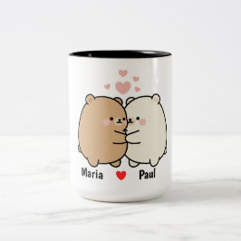 Caneca De Café Em Dois Tons Cute Bear Couple Personalized Valentine Coffee Mug
